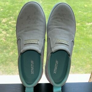 XTRATUF Women's ECO Sharkbyte Deck Shoe, Size 8.5, Color Light Gray